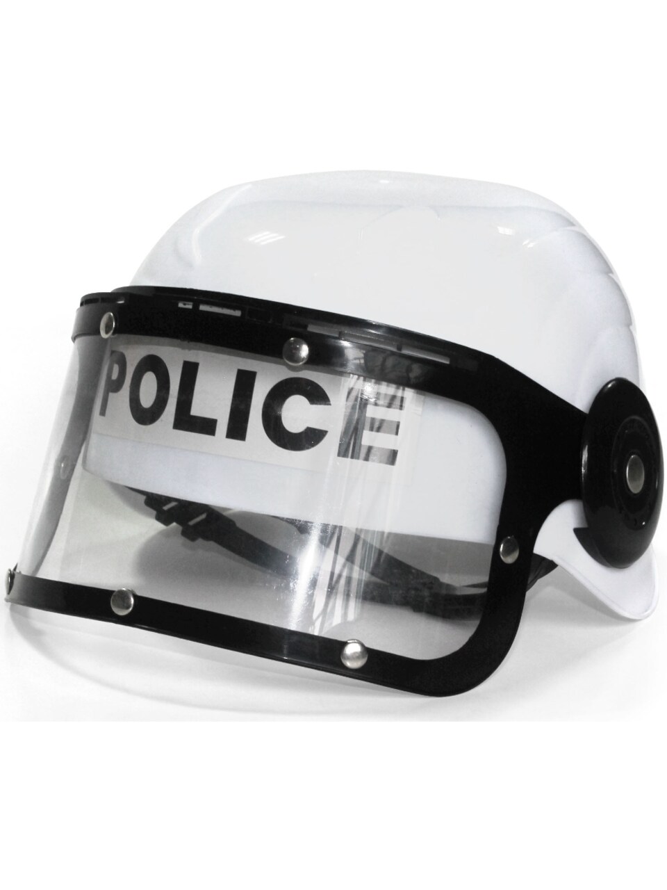 Child's White Police Helmet With Eye Shield Costume Accessory